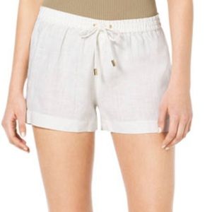 Michael Kors White Linen Shorts Elastic Waist, 4